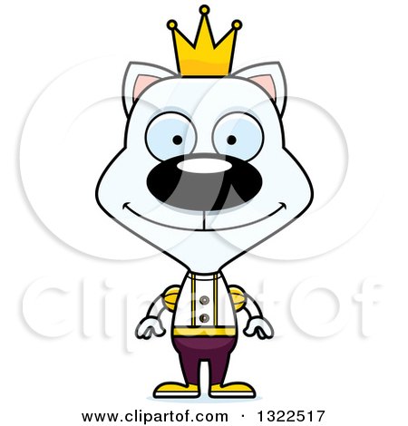 Clipart of a Cartoon Happy White Cat Prince - Royalty Free Vector Illustration by Cory Thoman