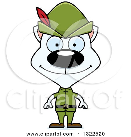 Clipart of a Cartoon Happy White Cat Robin Hood - Royalty Free Vector Illustration by Cory Thoman