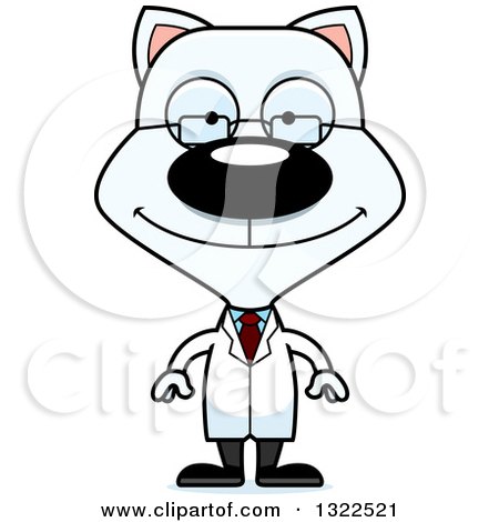 Clipart of a Cartoon Happy White Cat Scientist - Royalty Free Vector Illustration by Cory Thoman