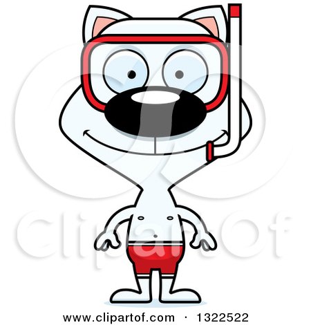 Clipart of a Cartoon Happy White Cat in Snorkel Gear - Royalty Free Vector Illustration by Cory Thoman
