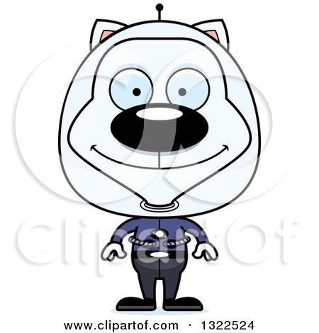 Clipart of a Cartoon Happy White Futuristic Space Cat - Royalty Free Vector Illustration by Cory Thoman