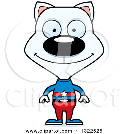 Clipart of a Cartoon Happy White Cat Super Hero - Royalty Free Vector Illustration by Cory Thoman
