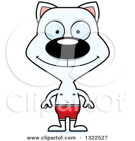 Clipart of a Cartoon Happy White Cat Swimmer - Royalty Free Vector Illustration by Cory Thoman