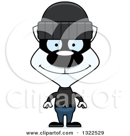 Clipart of a Cartoon Happy White Cat Robber - Royalty Free Vector Illustration by Cory Thoman