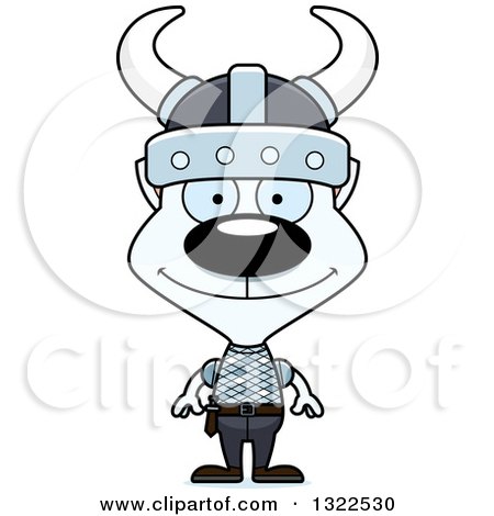 Clipart of a Cartoon Happy White Cat Viking - Royalty Free Vector Illustration by Cory Thoman