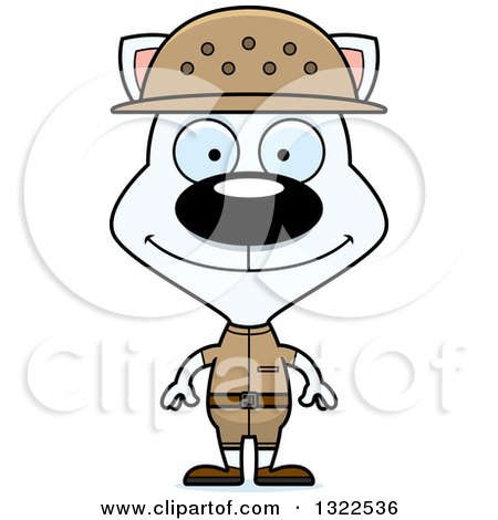 Clipart of a Cartoon Happy White Cat Zookeeper - Royalty Free Vector Illustration by Cory Thoman