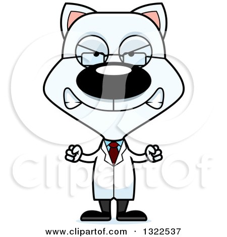 Clipart of a Cartoon Mad White Cat Scientist - Royalty Free Vector Illustration by Cory Thoman