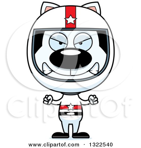 Clipart of a Cartoon Mad White Cat Race Car Driver - Royalty Free Vector Illustration by Cory Thoman