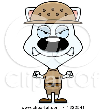 Clipart of a Cartoon Mad White Cat Zookeeper - Royalty Free Vector Illustration by Cory Thoman