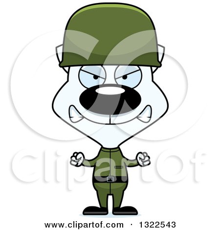 Clipart of a Cartoon Mad White Cat Army Soldier - Royalty Free Vector Illustration by Cory Thoman