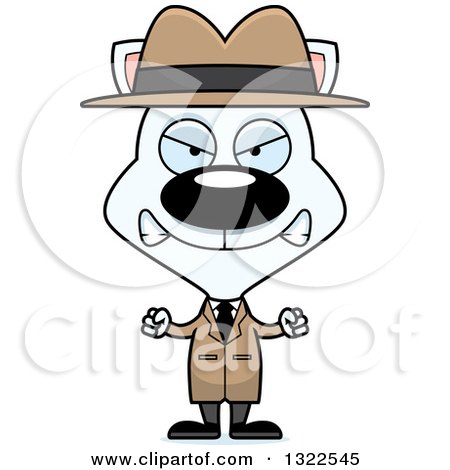 Clipart of a Cartoon Mad White Cat Detective - Royalty Free Vector Illustration by Cory Thoman