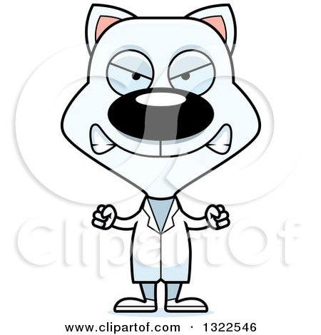 Clipart of a Cartoon Mad White Cat Doctor or Veterinarian - Royalty Free Vector Illustration by Cory Thoman