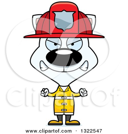 Clipart of a Cartoon Mad White Cat Firefighter - Royalty Free Vector Illustration by Cory Thoman