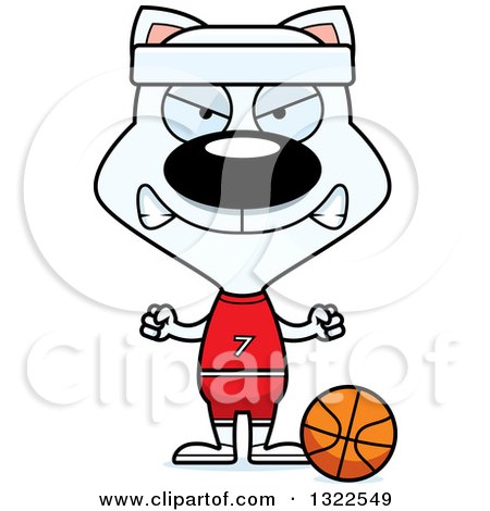 Clipart of a Cartoon Mad White Cat Basketball Player - Royalty Free Vector Illustration by Cory Thoman