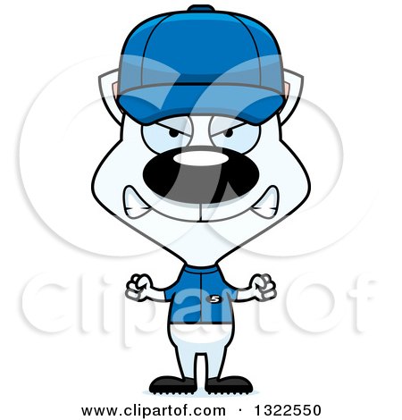 Clipart of a Cartoon Mad White Cat Baseball Player - Royalty Free Vector Illustration by Cory Thoman