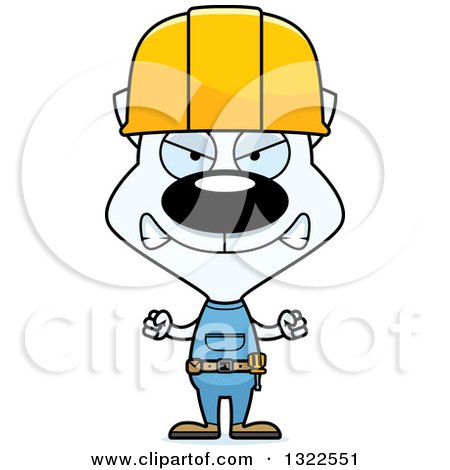 Clipart of a Cartoon Mad White Cat Construction Worker - Royalty Free Vector Illustration by Cory Thoman