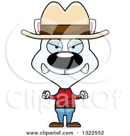 Clipart of a Cartoon Mad White Cat Cowboy - Royalty Free Vector Illustration by Cory Thoman