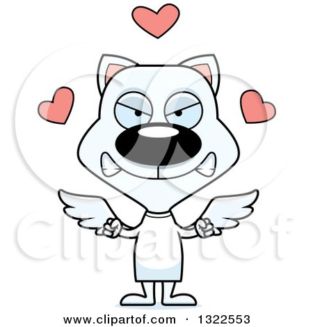 Clipart of a Cartoon Mad White Cat Cupid - Royalty Free Vector Illustration by Cory Thoman