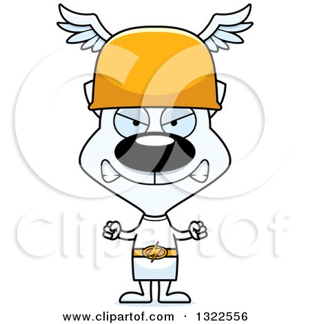 Clipart of a Cartoon Mad White Cat Hermes - Royalty Free Vector Illustration by Cory Thoman