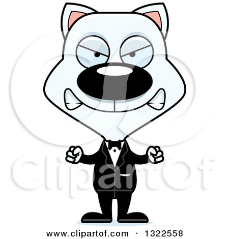 Clipart of a Cartoon Mad White Cat Groom - Royalty Free Vector Illustration by Cory Thoman
