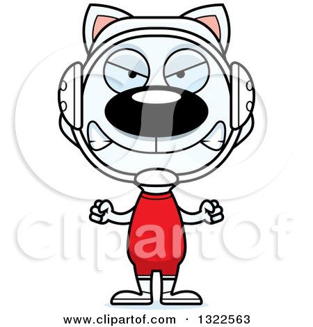 Clipart of a Cartoon Mad White Cat Wrestler - Royalty Free Vector Illustration by Cory Thoman