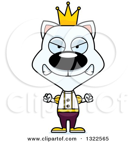 Clipart of a Cartoon Mad White Cat Prince - Royalty Free Vector Illustration by Cory Thoman