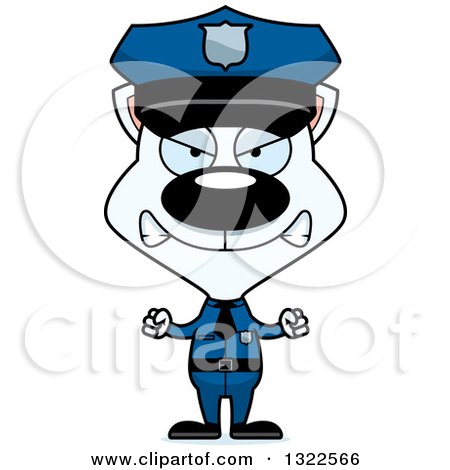 Clipart of a Cartoon Mad White Cat Police Officer - Royalty Free Vector Illustration by Cory Thoman
