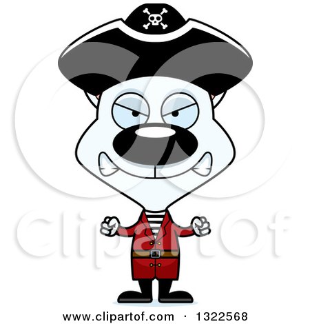 Clipart of a Cartoon Mad White Cat Pirate - Royalty Free Vector Illustration by Cory Thoman