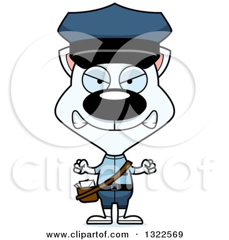 Clipart of a Cartoon Mad White Cat Mailman - Royalty Free Vector Illustration by Cory Thoman