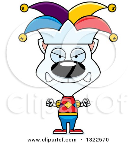 Clipart of a Cartoon Mad White Jester Cat - Royalty Free Vector Illustration by Cory Thoman