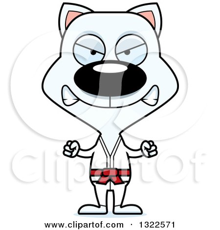 Clipart of a Cartoon Mad White Karate Cat - Royalty Free Vector Illustration by Cory Thoman