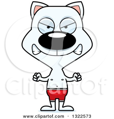 Clipart of a Cartoon Mad White Cat Swimmer - Royalty Free Vector Illustration by Cory Thoman