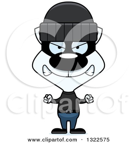 Clipart of a Cartoon Mad White Cat Robber - Royalty Free Vector Illustration by Cory Thoman