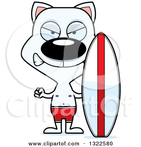 Clipart of a Cartoon Mad White Surfer Cat - Royalty Free Vector Illustration by Cory Thoman