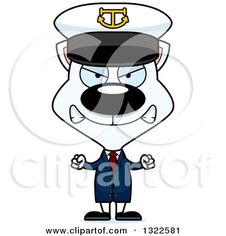 Clipart of a Cartoon Mad White Cat Captain - Royalty Free Vector Illustration by Cory Thoman