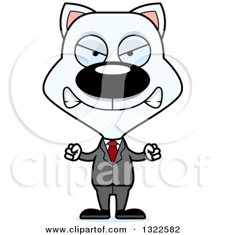 Clipart of a Cartoon Mad White Cat Business Man - Royalty Free Vector Illustration by Cory Thoman