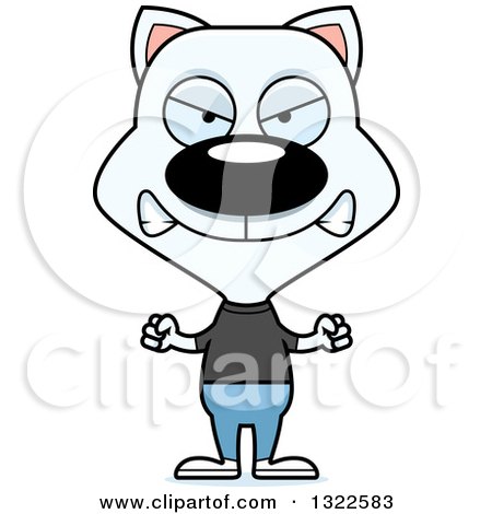 Clipart of a Cartoon Mad Casual White Cat - Royalty Free Vector Illustration by Cory Thoman