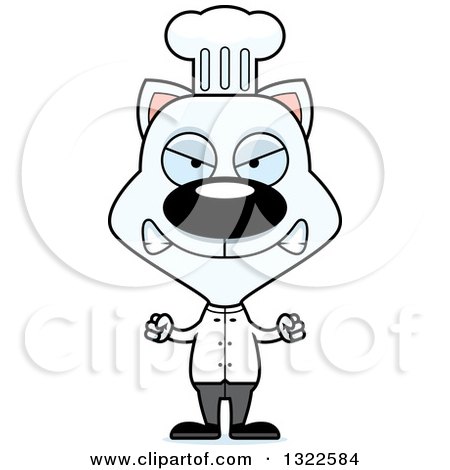 Clipart of a Cartoon Mad White Cat Chef - Royalty Free Vector Illustration by Cory Thoman