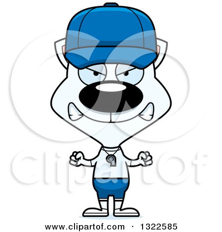 Clipart of a Cartoon Mad White Cat Sports Coach - Royalty Free Vector Illustration by Cory Thoman