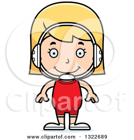 Clipart of a Cartoon Happy Blond White Girl Wrestler - Royalty Free Vector Illustration by Cory Thoman