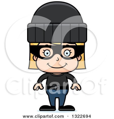 Clipart of a Cartoon Happy Blond White Girl Robber - Royalty Free Vector Illustration by Cory Thoman