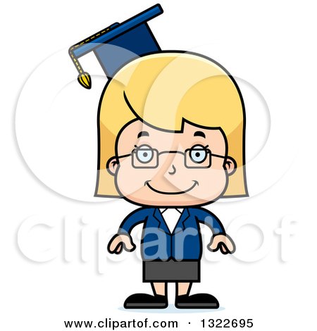 Clipart of a Cartoon Happy Blond White Girl Professor - Royalty Free Vector Illustration by Cory Thoman