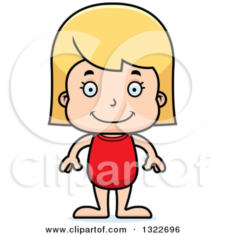 Clipart of a Cartoon Happy Blond White Girl Swimmer - Royalty Free Vector Illustration by Cory Thoman