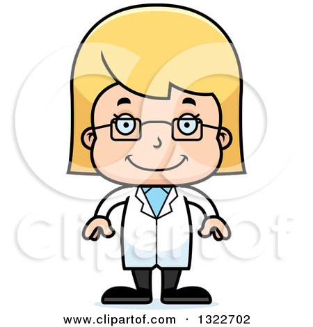 Clipart of a Cartoon Happy Blond White Girl Scientist - Royalty Free Vector Illustration by Cory Thoman