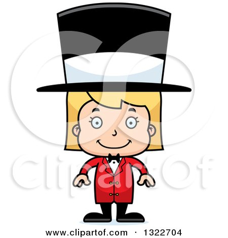 Clipart of a Cartoon Happy Blond White Girl Circus Ringmaster - Royalty Free Vector Illustration by Cory Thoman