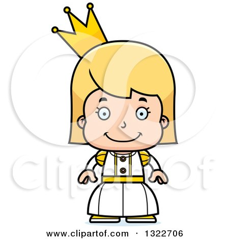 Clipart of a Cartoon Happy Blond White Girl Princess - Royalty Free Vector Illustration by Cory Thoman
