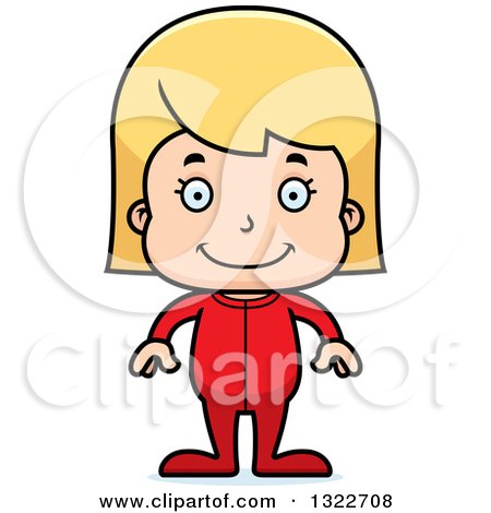 Clipart of a Cartoon Happy Blond White Girl in Pajamas - Royalty Free Vector Illustration by Cory Thoman