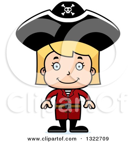 Clipart of a Cartoon Happy Blond White Pirate Girl - Royalty Free Vector Illustration by Cory Thoman