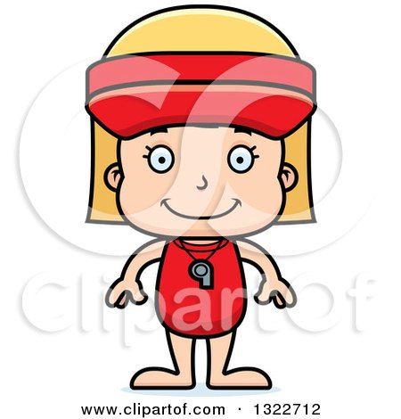 Clipart of a Cartoon Happy Blond White Girl Lifeguard - Royalty Free Vector Illustration by Cory Thoman