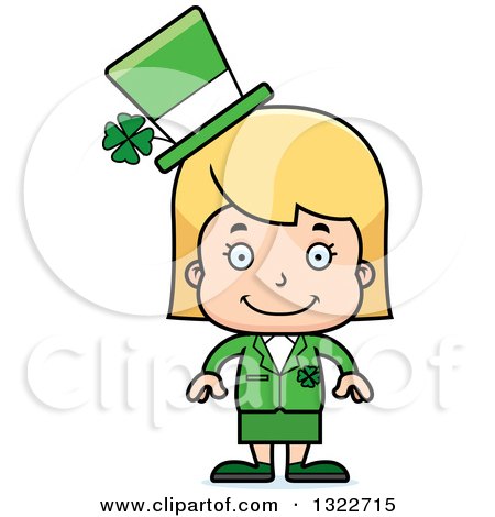 Clipart of a Cartoon Happy Blond White St Patricks Day Irish Girl - Royalty Free Vector Illustration by Cory Thoman
